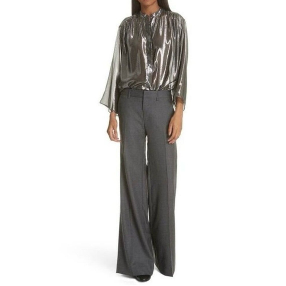 Nili Lotan Irene Wool Flare Leg Charcoal Dress Pants Size 6